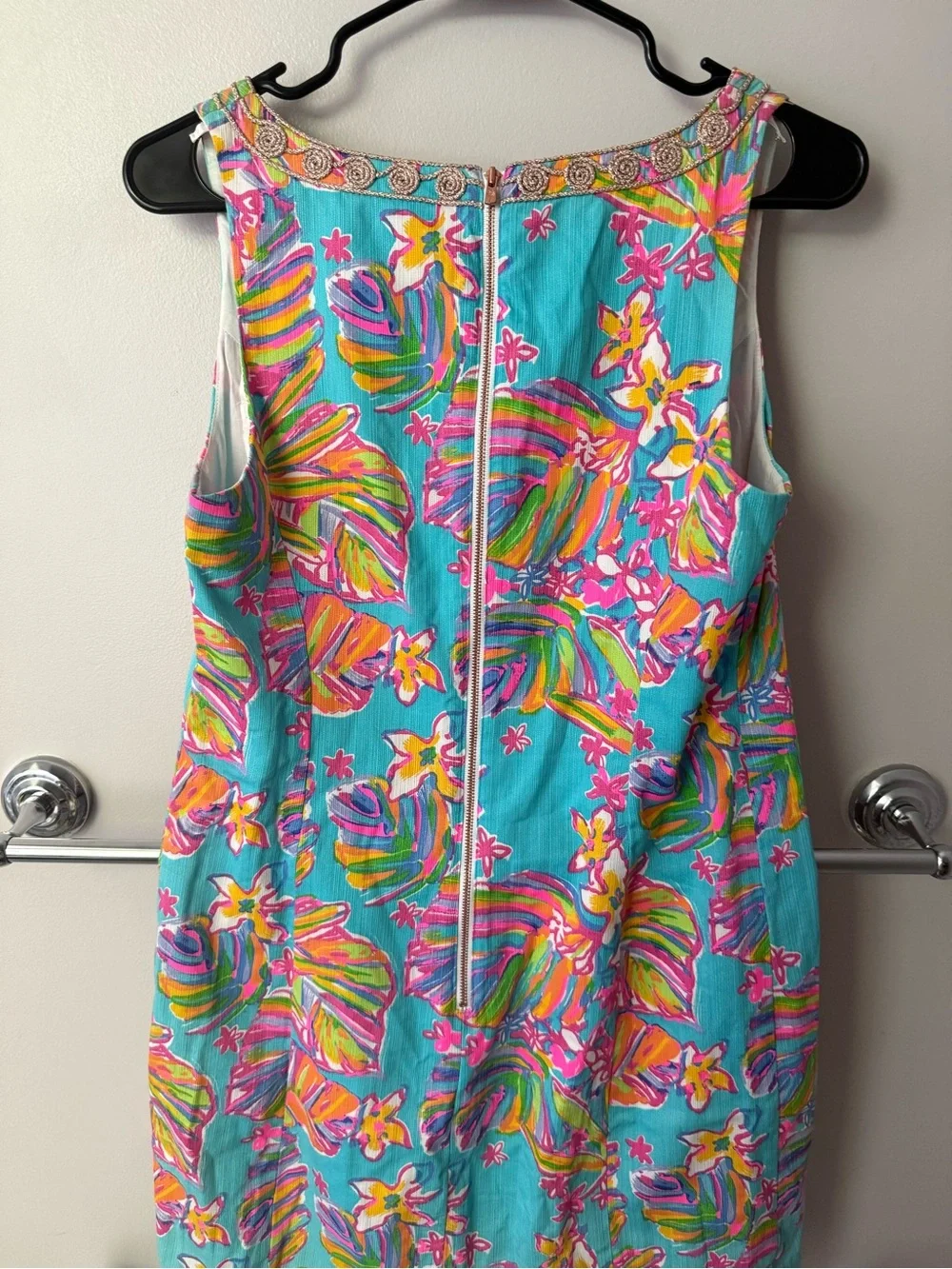 Lilly Pulitzer Turquoise Multicolor Embellished Shift Dress - Picture 6 of 8